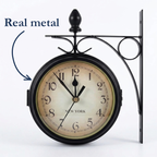 Retro Double-Sided Station Wall Clock - Antique
