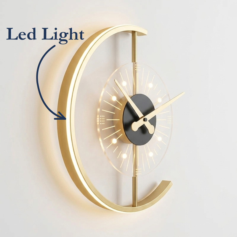 Modern Nordic LED Clock Wall Lamp