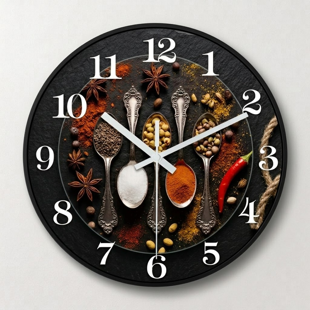 Marble-Patterned Wooden Wall Clock