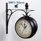 Retro Double-Sided Station Wall Clock - Antique
