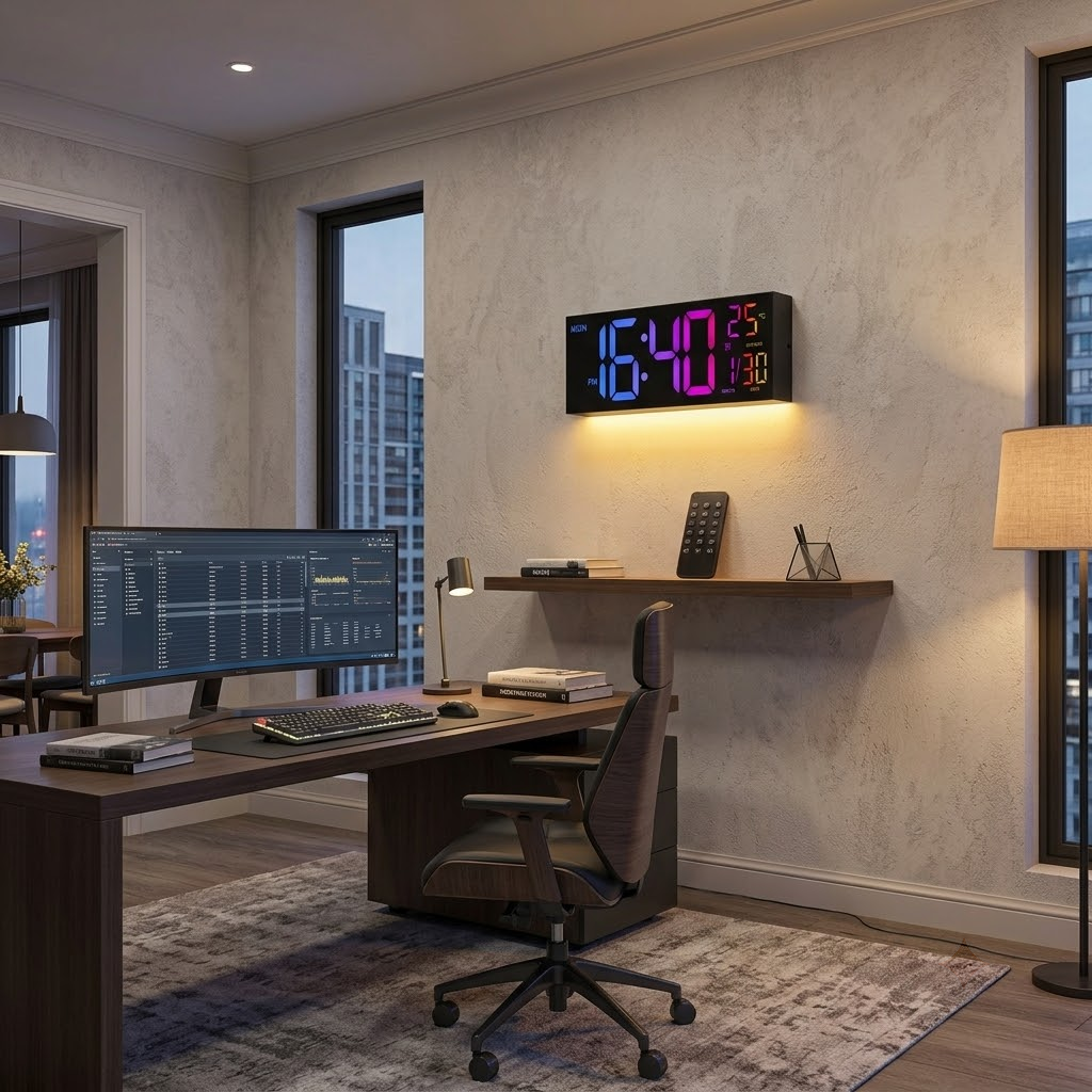 Large Digital Wall Clock - LED Display with Remote