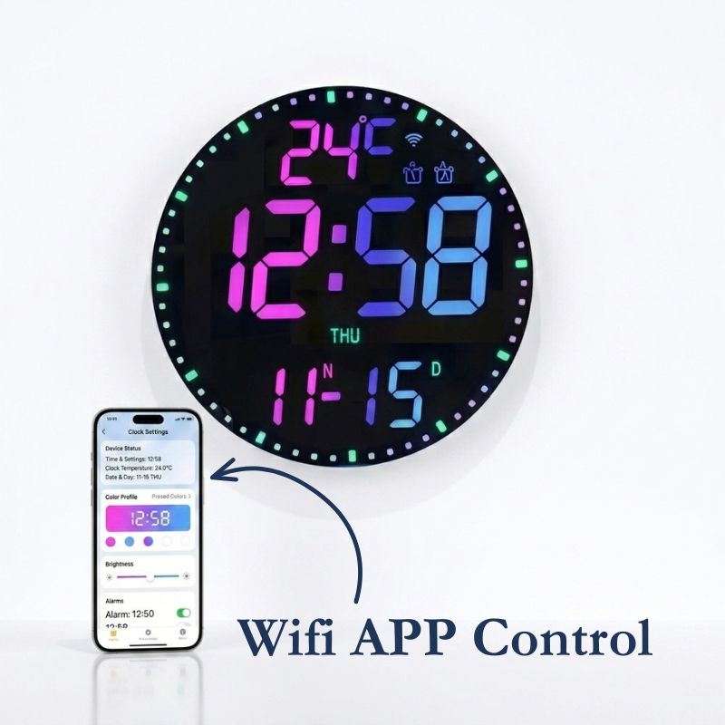 Wifi Digital Wall Clocks - Intelligent Wifi App Control
