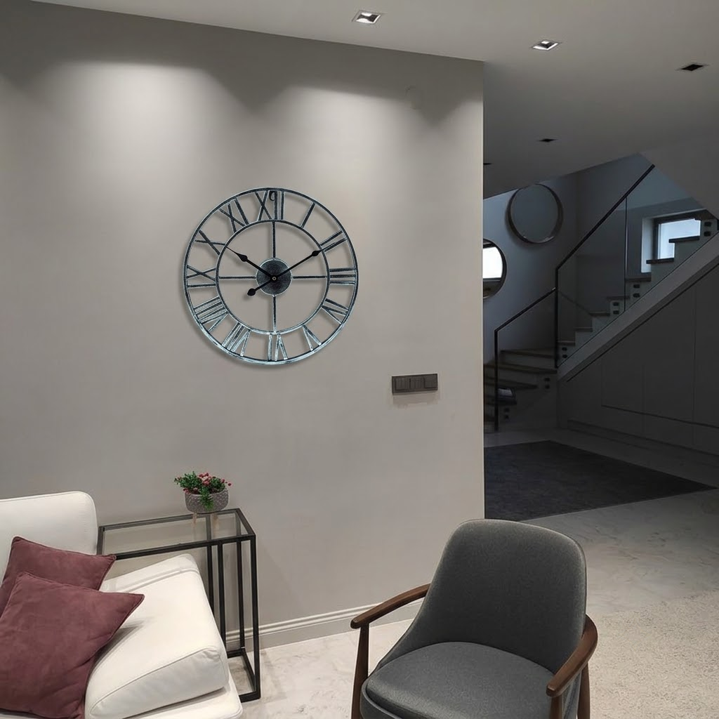 Large Retro Metal Wall Clock