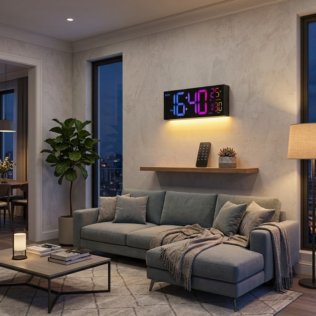 Large Digital Wall Clock - LED Display with Remote