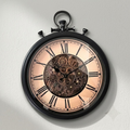 Moving Gears Roman Numeral Wall Clock - Antique