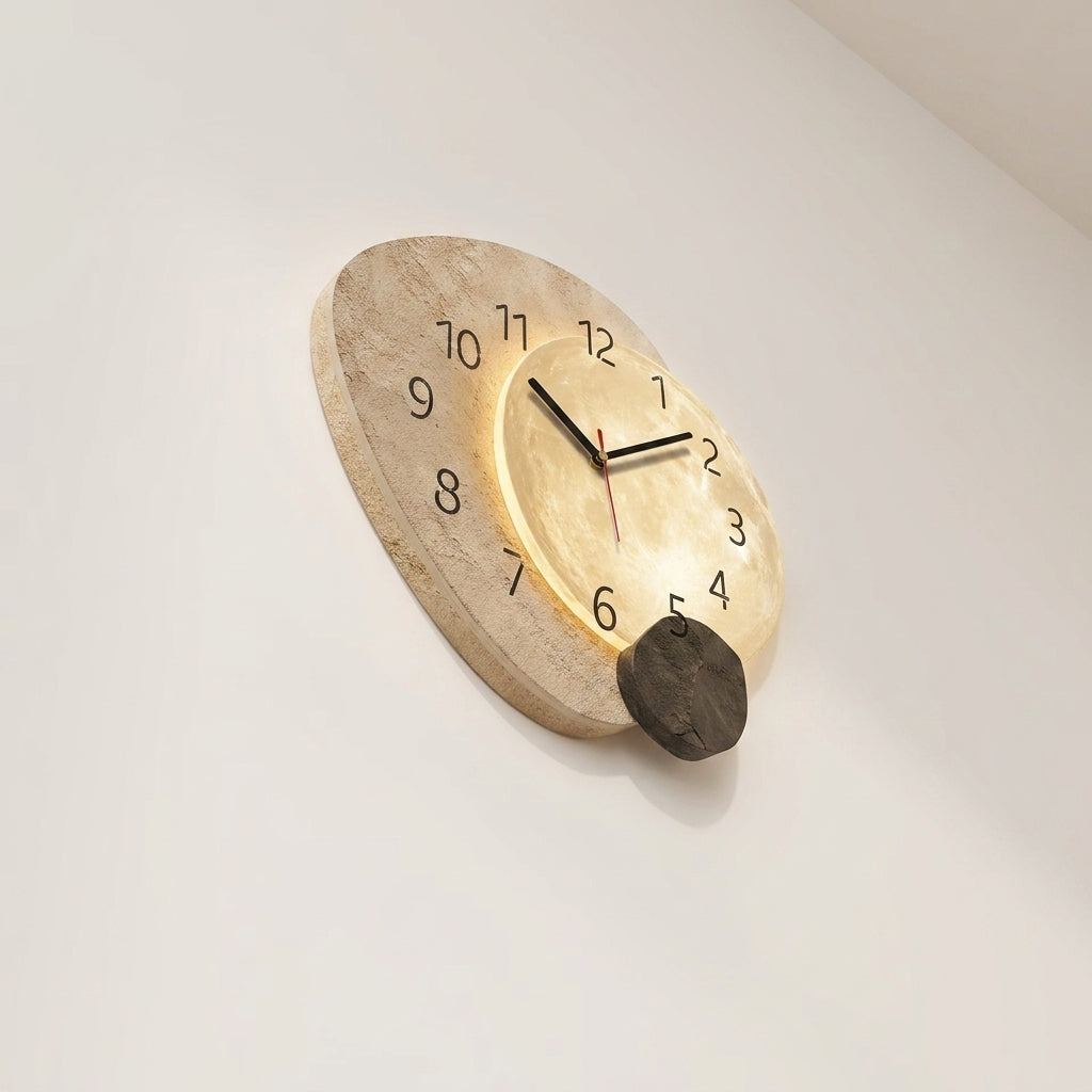 Modern Living Room Wall Clock Moon Design Silent