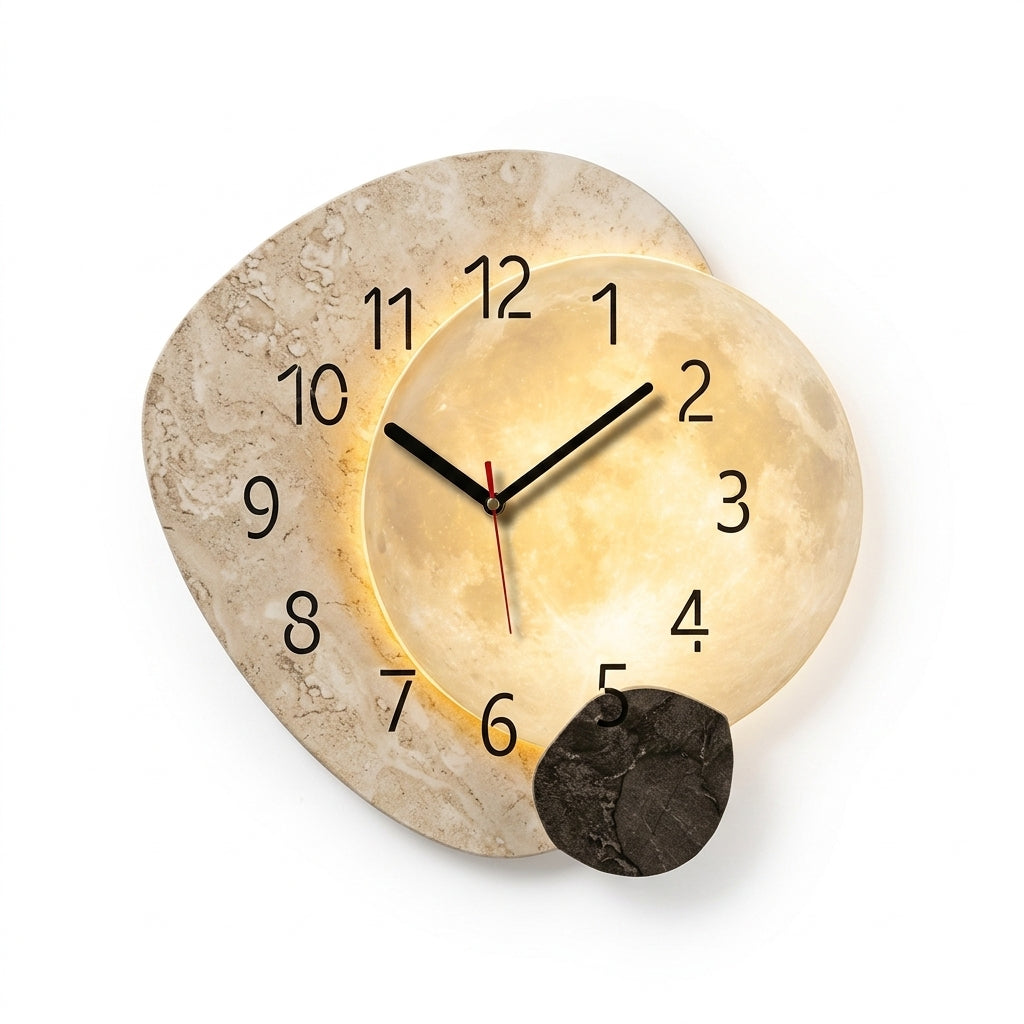 Modern Living Room Wall Clock Moon Design Silent