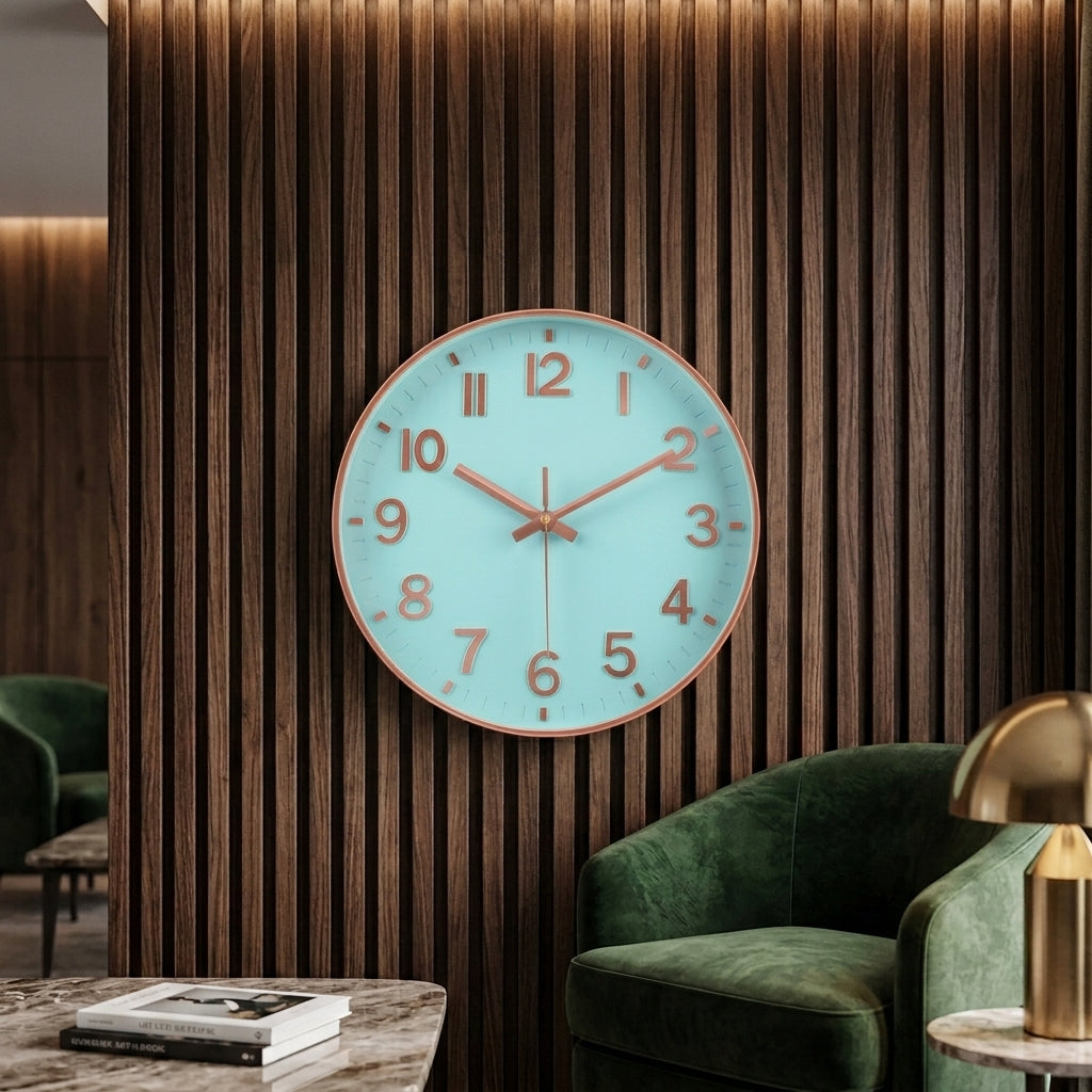Classic Quartz Wall Clock - Living Room - Light Blue