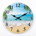 Light Luxury Coastal Beach Wooden Wall Clock For Living Room – Silent Sweep Quartz