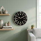 14-Inch Metal Luminous Watch Wall Clock - Black H5 - Living Room