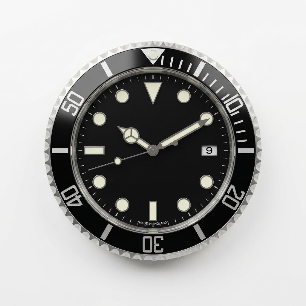 14-Inch Metal Luminous Watch Wall Clock - Black H5 - Living Room