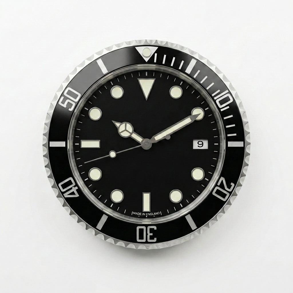14-Inch Metal Luminous Watch Wall Clock - Black H5 - Living Room