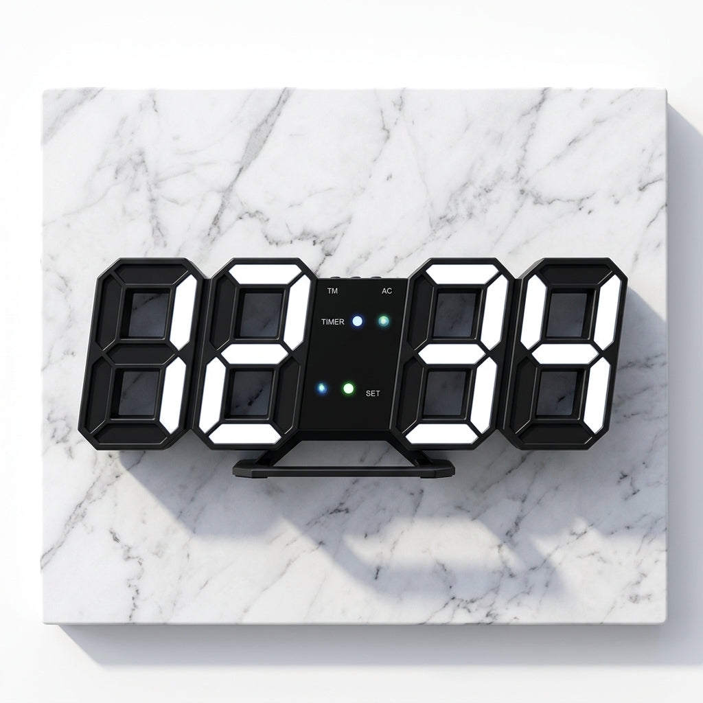Modern 3D LED Digital Wall Clock – Adjustable Night Glow & Dimmer