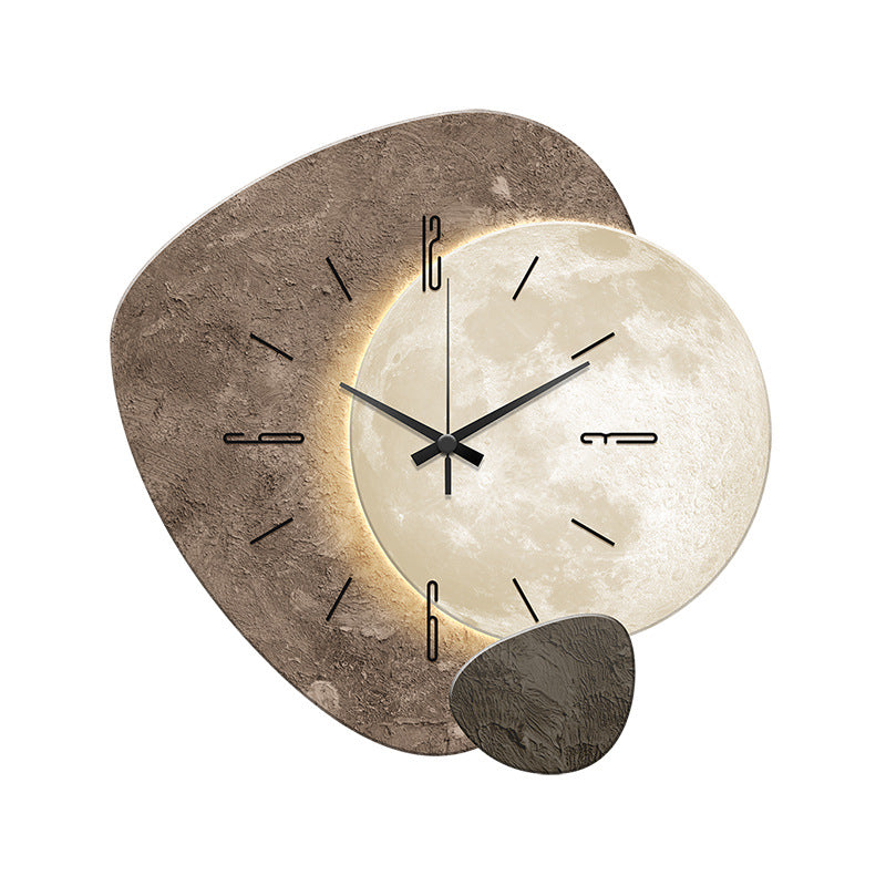 Modern Wall Clock Design For Living Room LED Backlit Moon