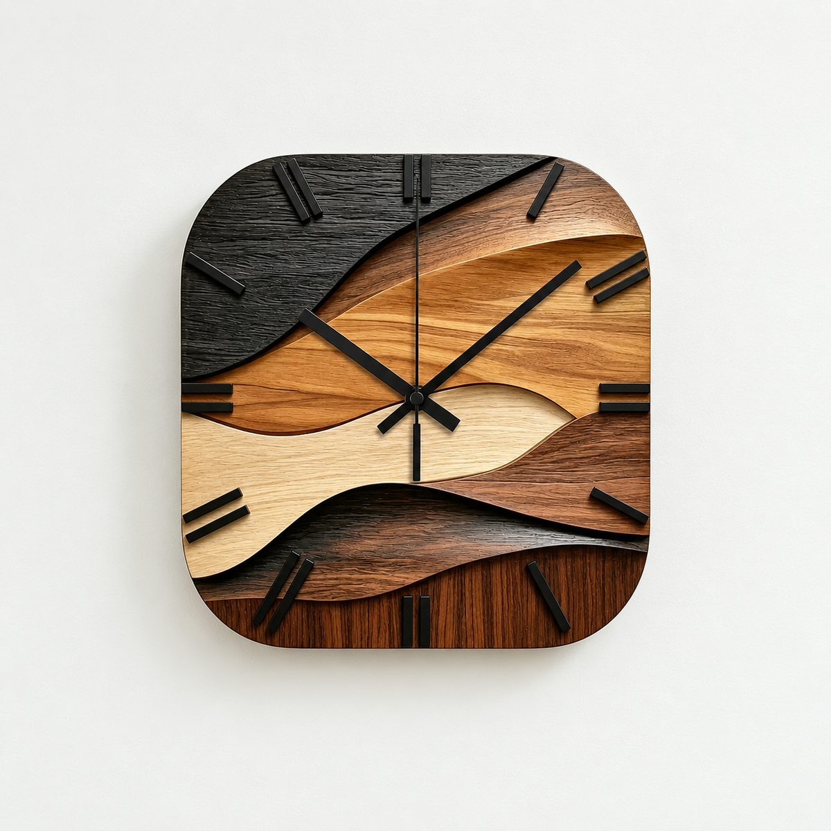 2D Square Nordic Minimalist Round Wall Clock – Silent Sweep Quartz