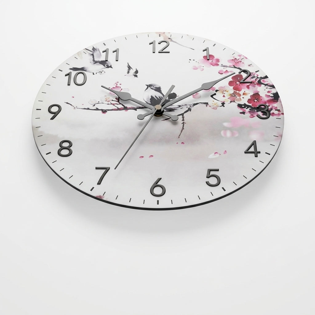 Bird Design Wall Clock For Living Room, Silent Quartz