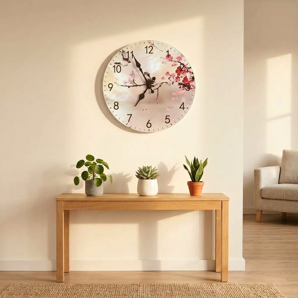 Bird Design Wall Clock For Living Room, Silent Quartz
