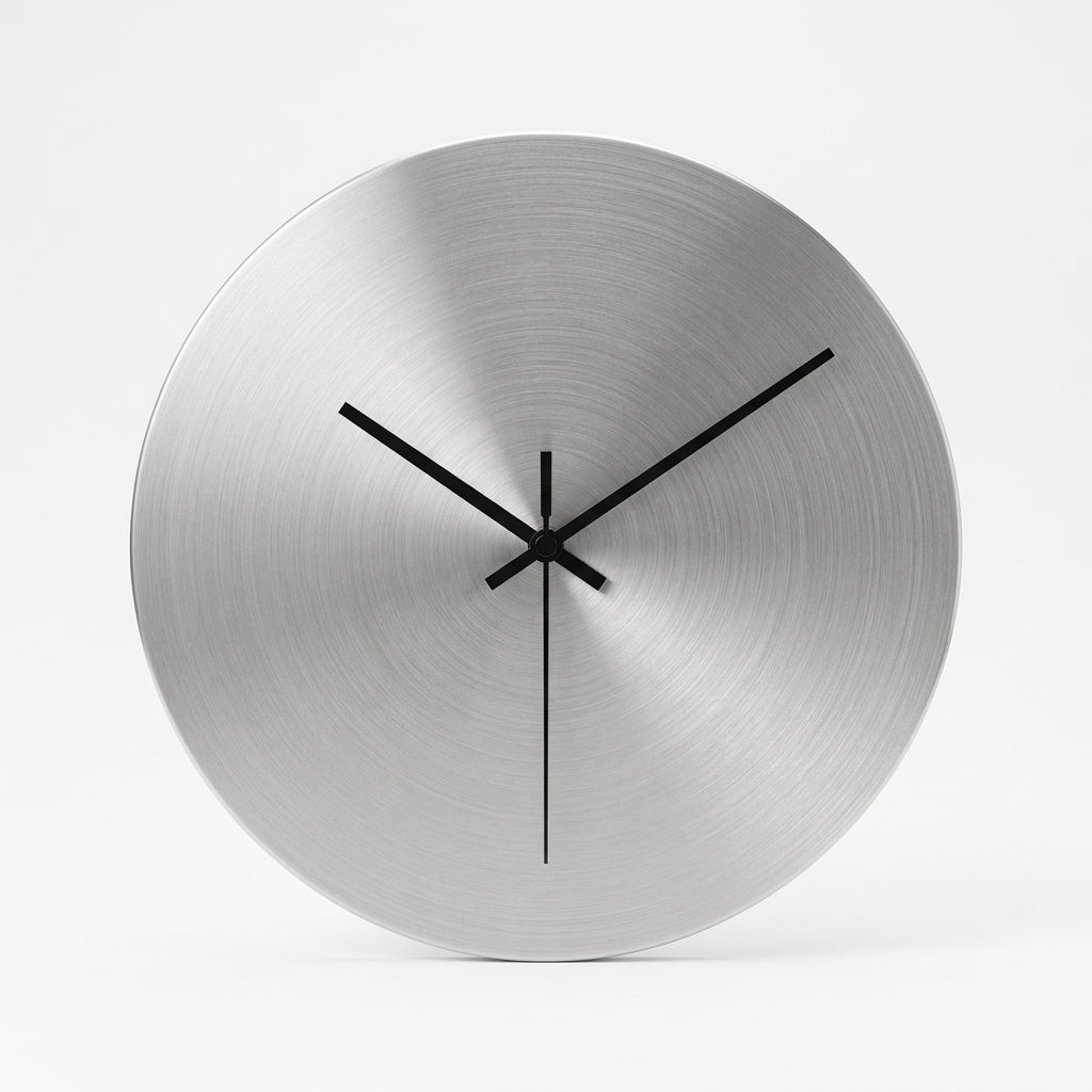 Silver Metal Wall Clock – Minimalist Industrial Design, Silent Movement