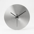 Silver Metal Wall Clock – Minimalist Industrial Design, Silent Movement