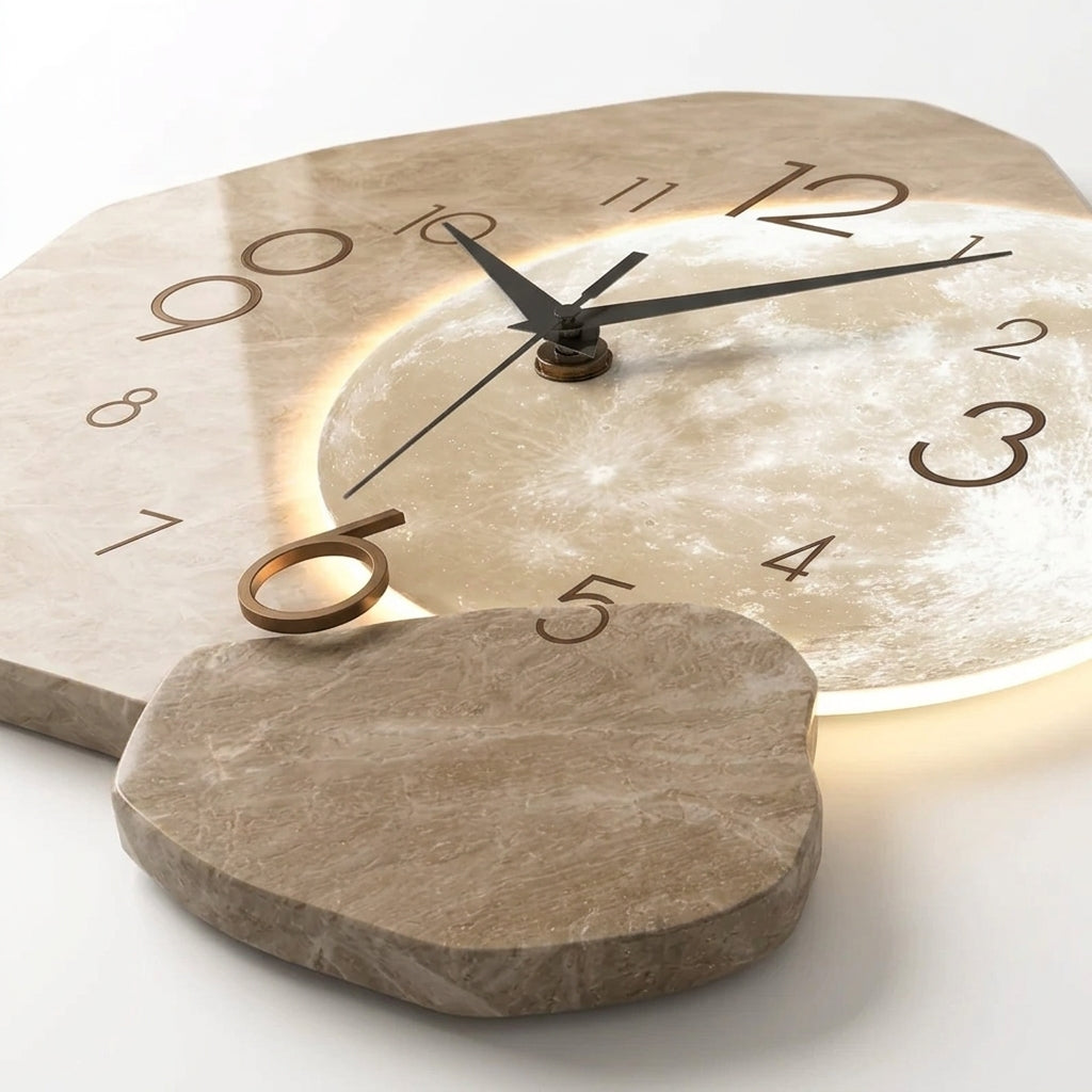 Modern Clock For Living Room Wall Moon Design Silent