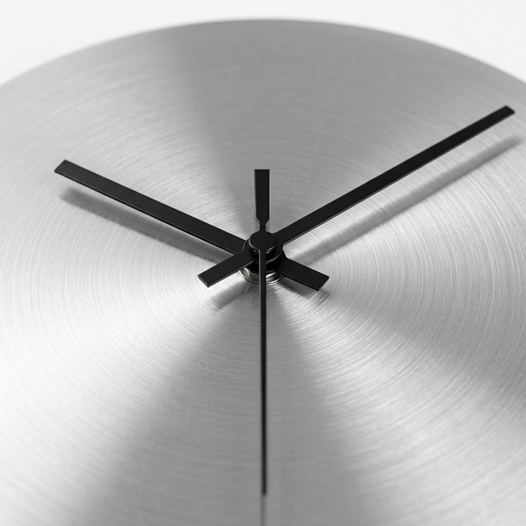 Silver Metal Wall Clock – Minimalist Industrial Design, Silent Movement