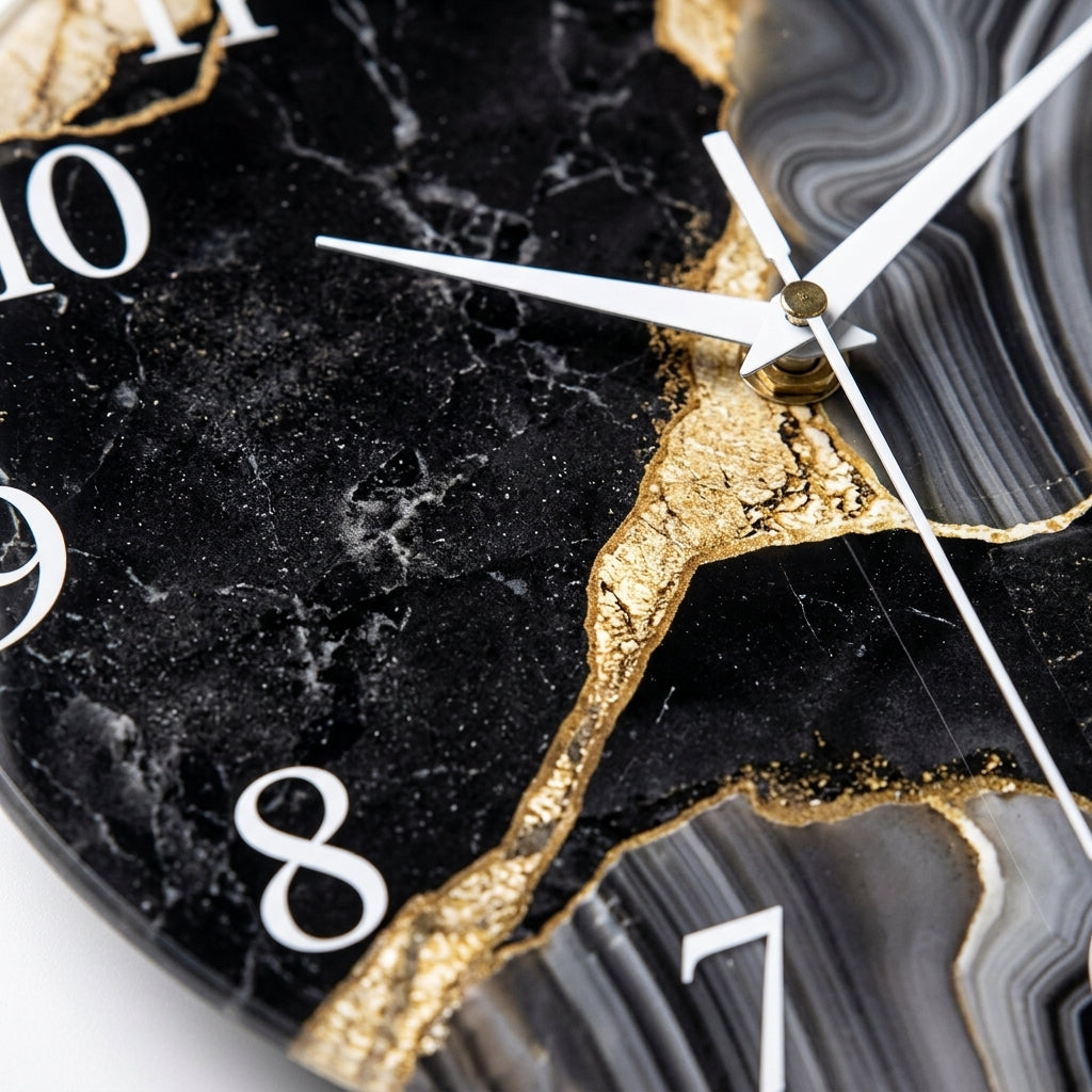 Modern Tempered Glass Marble Wall Clock