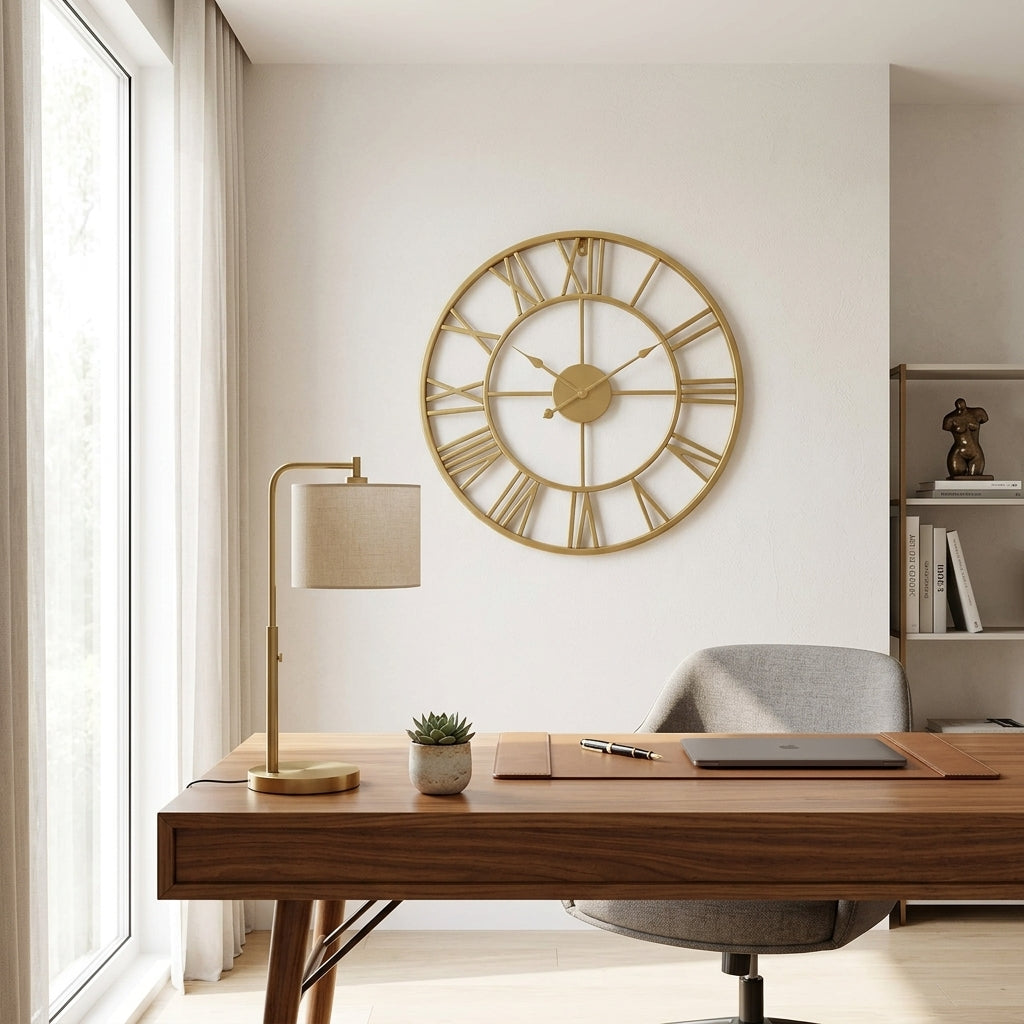 Large Nordic art Wall Clock - Gold Edition
