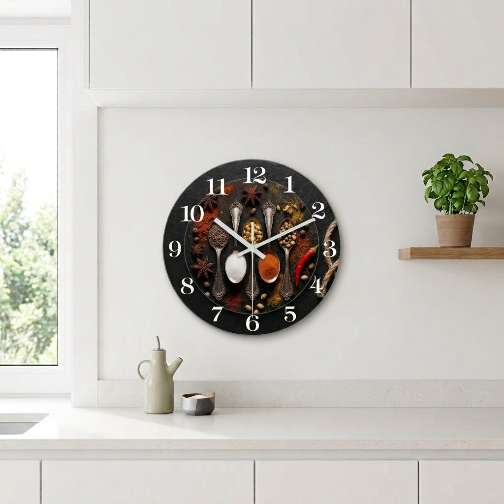 Marble-Patterned Wooden Wall Clock