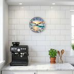 Seaside Sunset Wooden Wall Clock For Kicthen, Silent Quartz