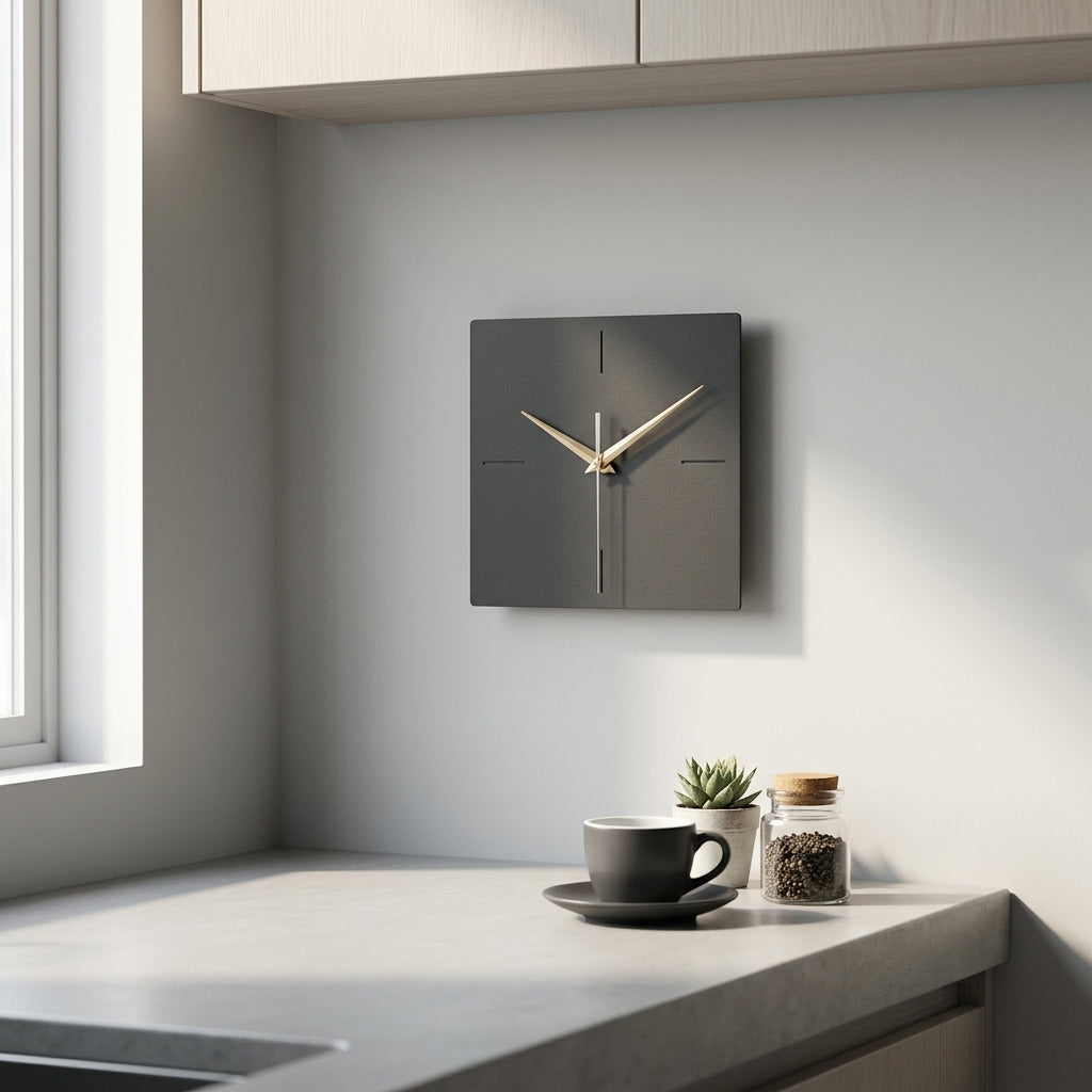Modern Square Smart Metal Wall Clock - Black Wall Clock