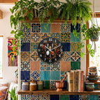 Marble-Patterned Wooden Wall Clock