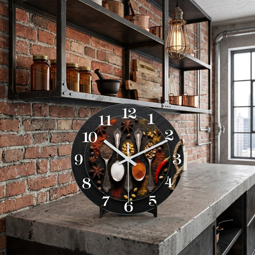 Marble-Patterned Wooden Wall Clock