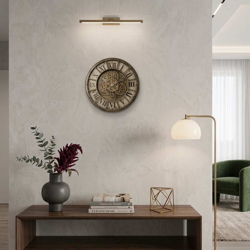 Large Retro Wall Clock Moving Gears Silent