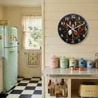 Marble-Patterned Wooden Wall Clock