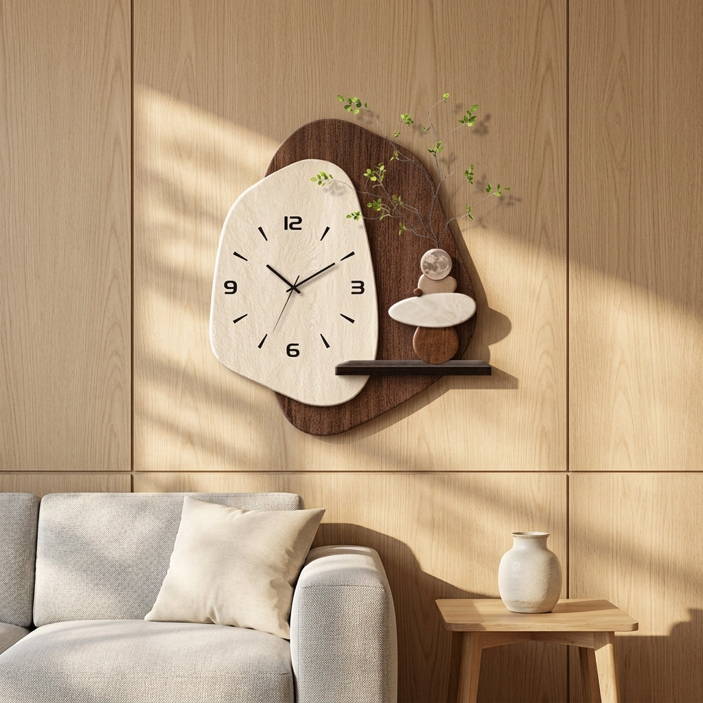 Medieval Decorative Painting Stone Texture Wall Clock