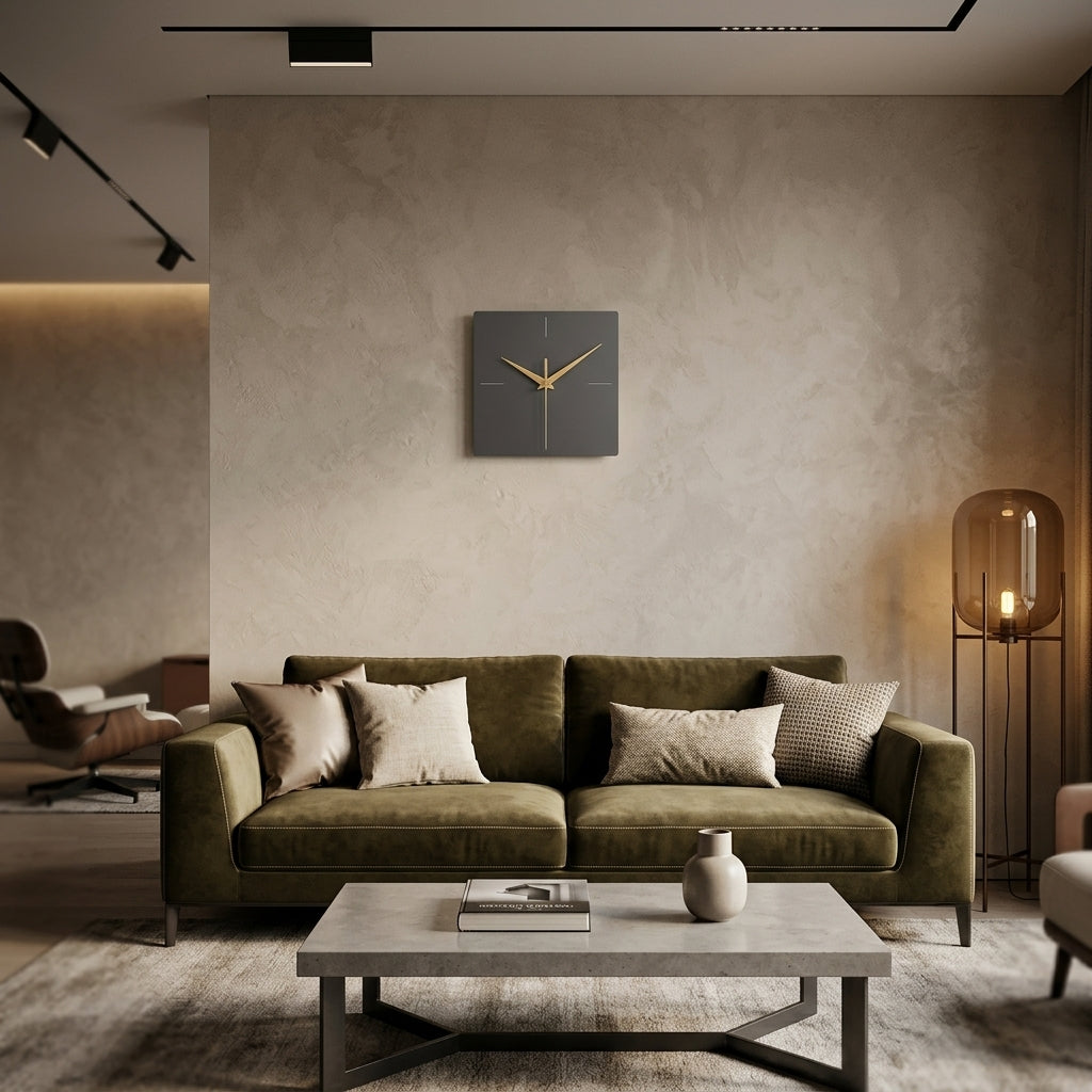 Modern Square Smart Metal Wall Clock - Black Wall Clock
