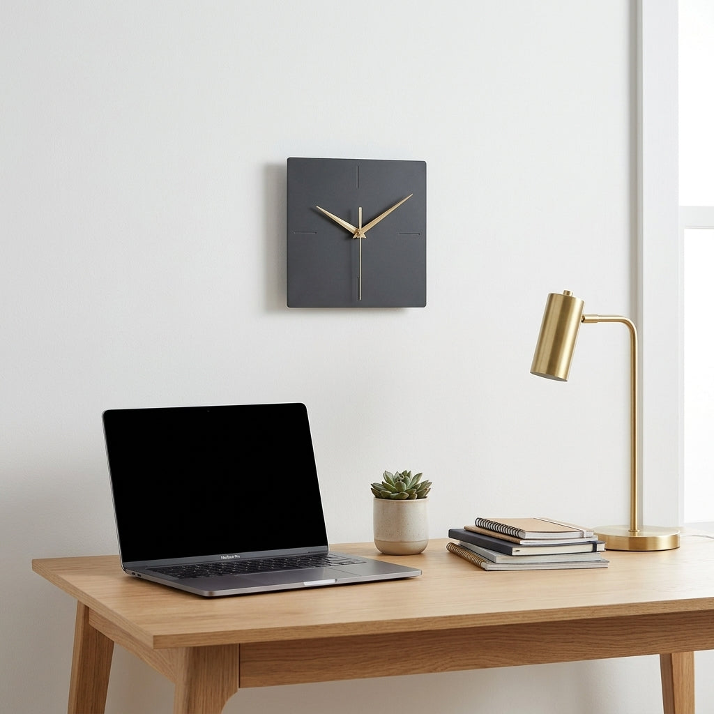 Modern Square Smart Metal Wall Clock - Black Wall Clock