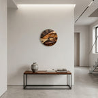 Wave Pattern Wood-Grain Wall Clock, Silent Sculptural Clock