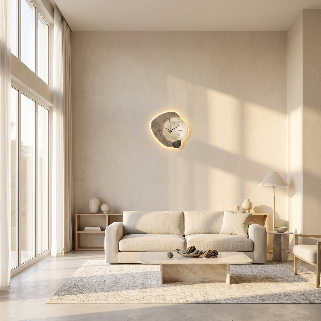 Modern Wall Clock Design For Living Room LED Backlit Moon
