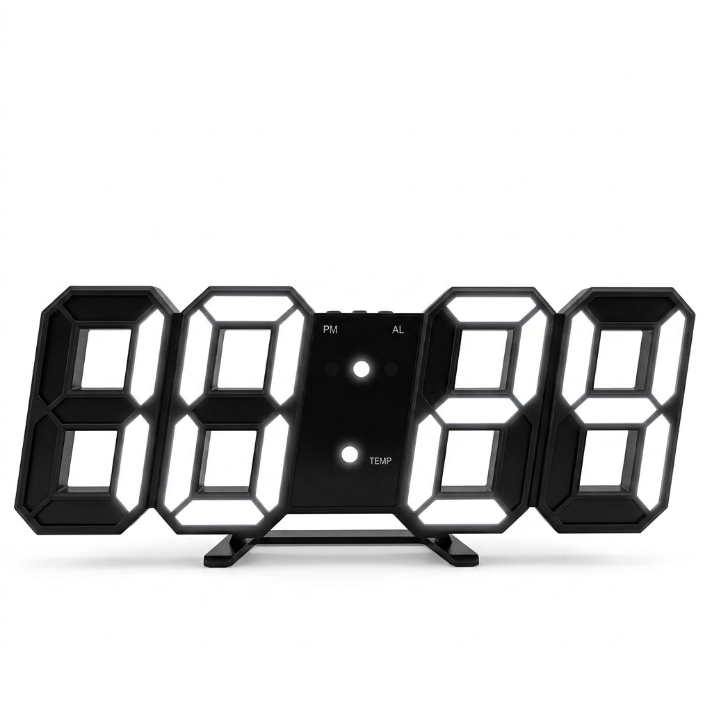 Modern 3D LED Digital Wall Clock – Adjustable Night Glow & Dimmer