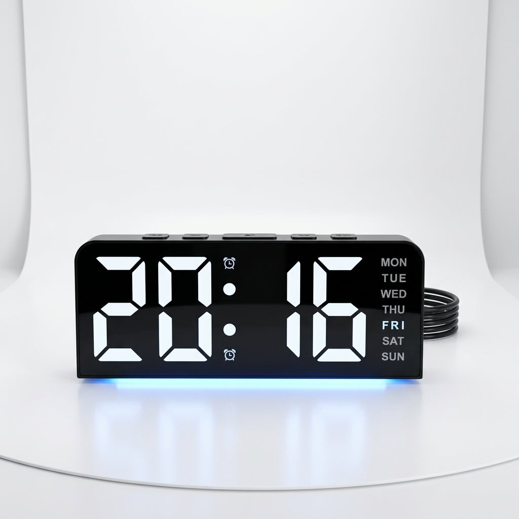 Digital Alarm Clock with Mood Light – USB Powered