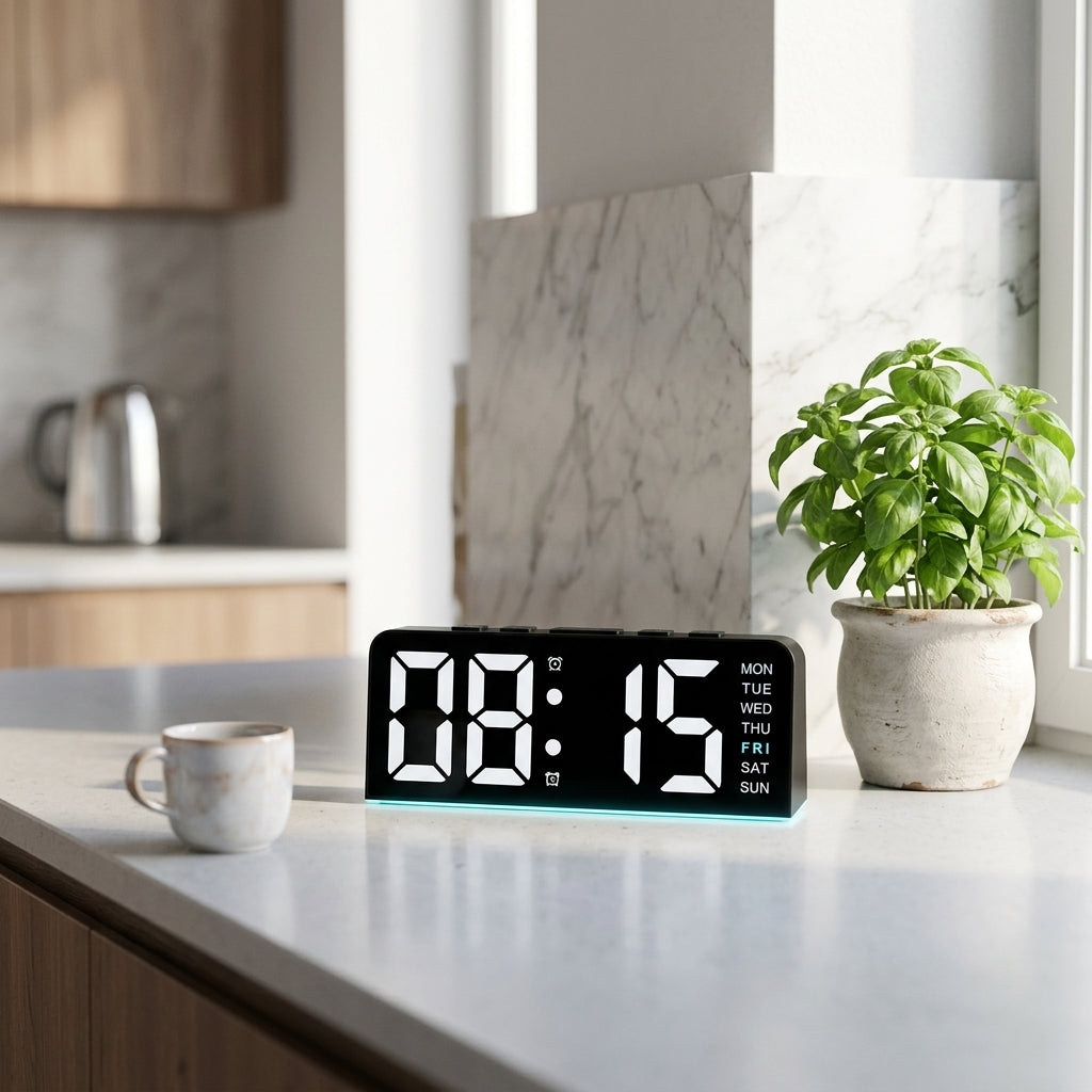 Digital Alarm Clock with Mood Light – USB Powered