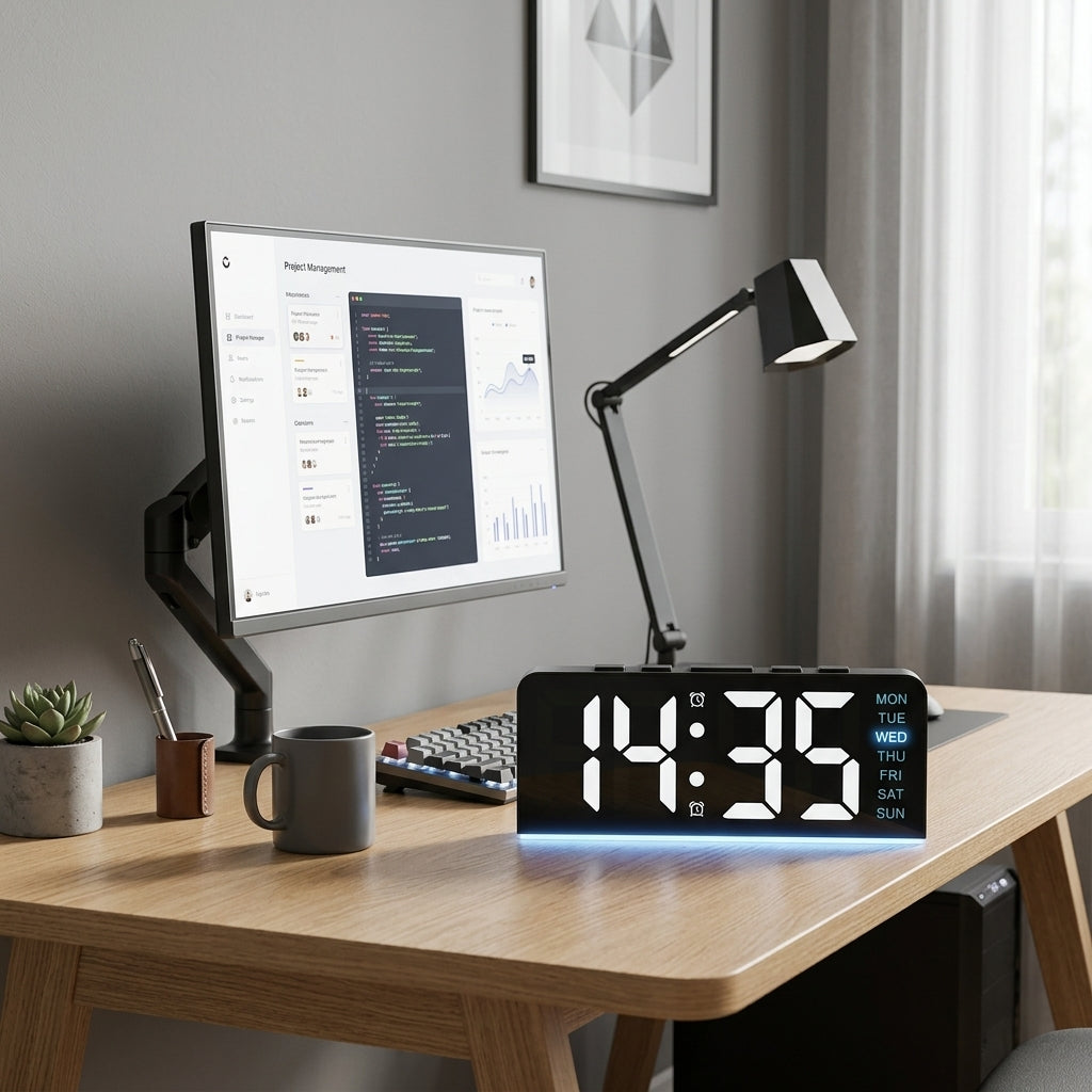 Digital Alarm Clock with Mood Light – USB Powered