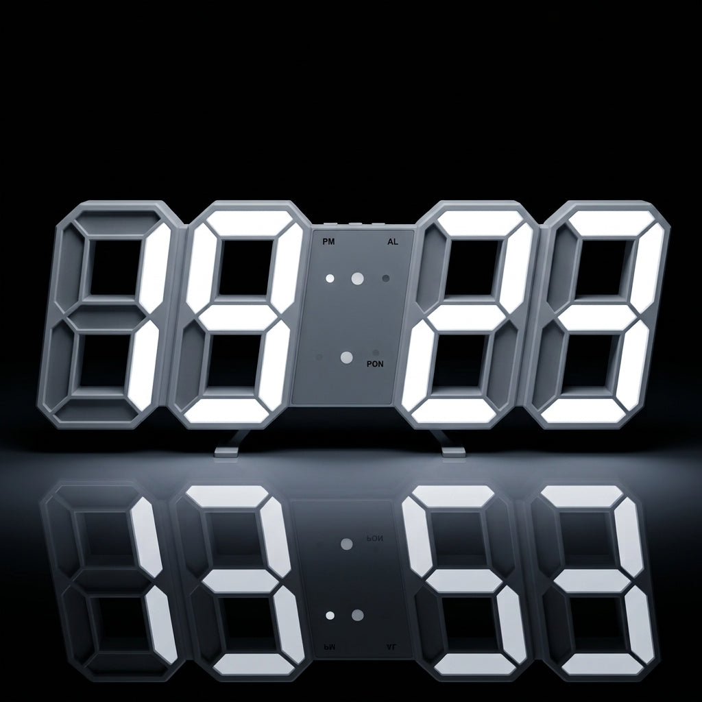 Modern 3D LED Digital Wall Clock – Adjustable Night Glow & Dimmer