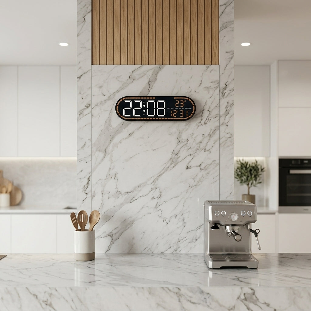 Large Digital Wall Clock LED Oval