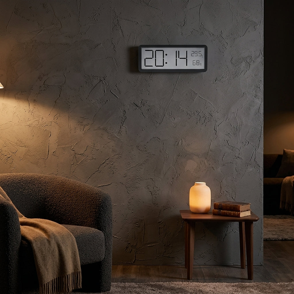 Screen Digital Wall Clock - Time Temperature Humidity