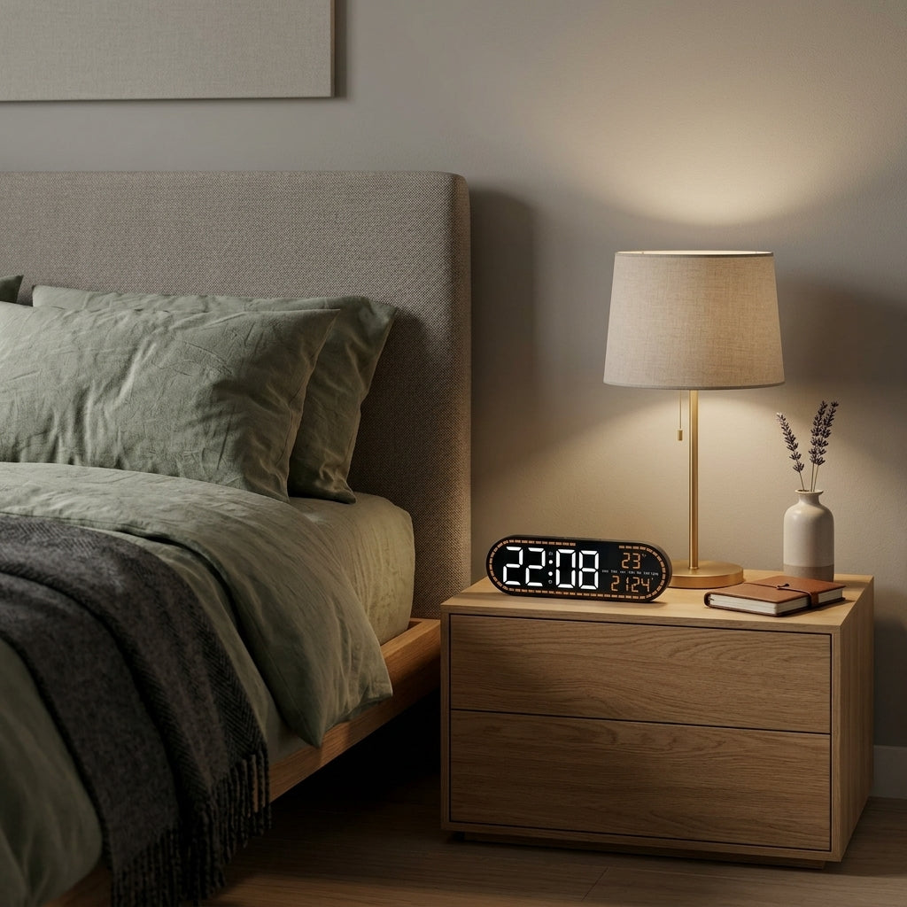 Large Digital Wall Clock LED Oval