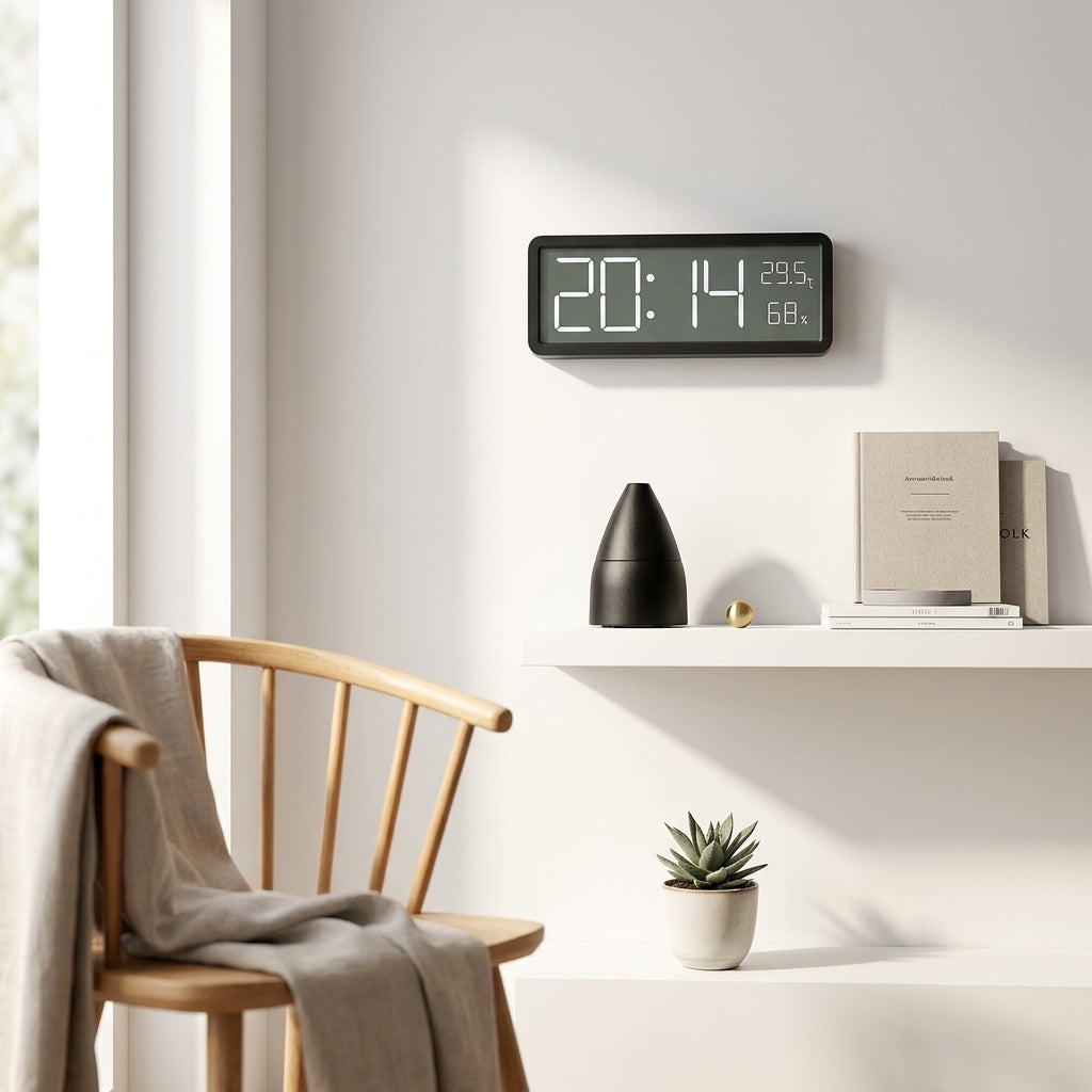 Screen Digital Wall Clock - Time Temperature Humidity