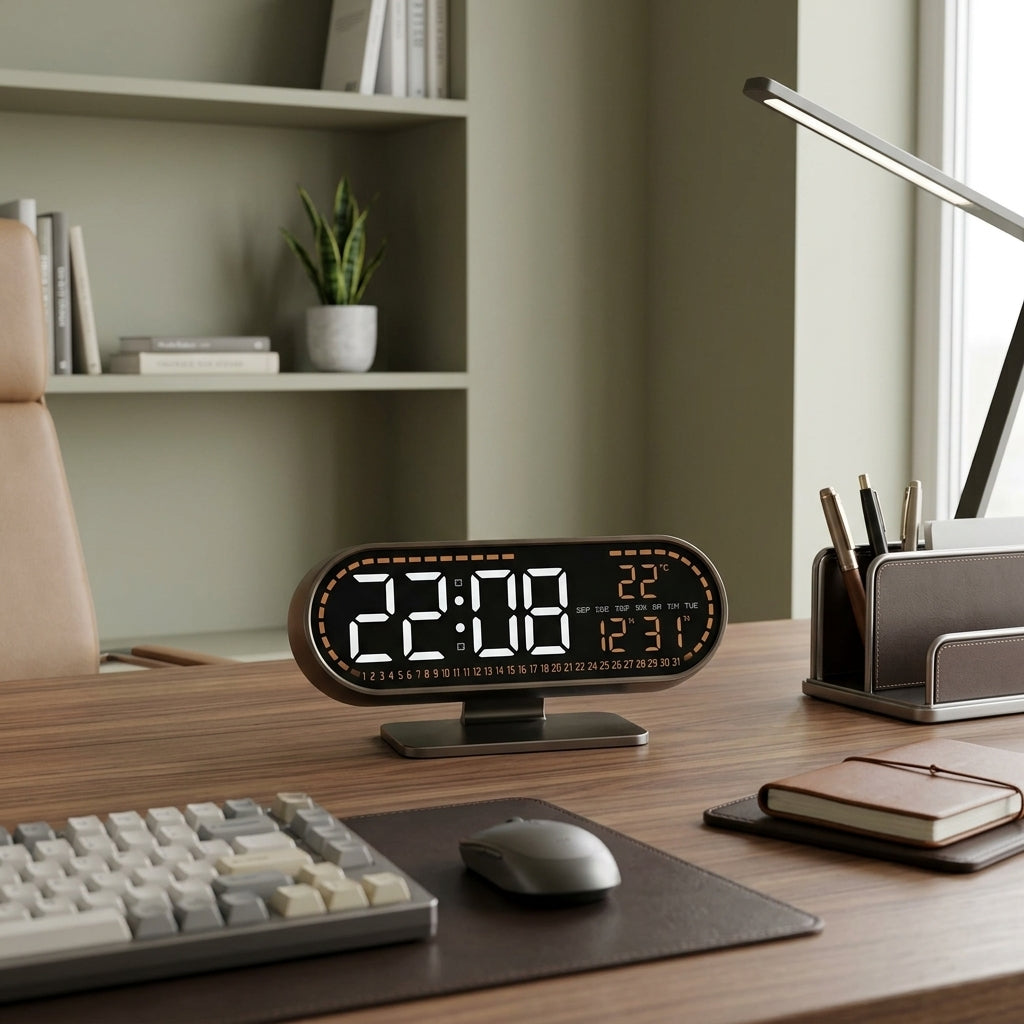 Large Digital Wall Clock LED Oval