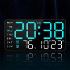 Black Rectangular LED Digital Wall Clock with Acoustic Control